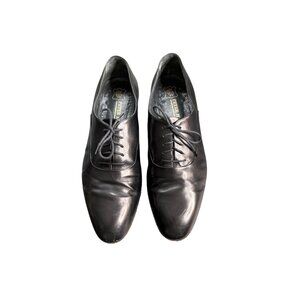 Vintage Peter Huber Men's Black Leather Lace-Up Oxford Shoes 12